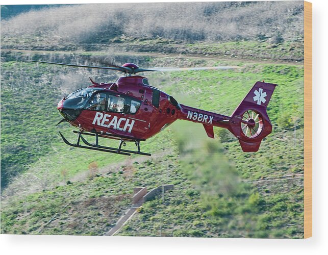 Reach Air Medical Services Wood Print featuring the photograph Air Medical Helicopter by Erik Simonsen