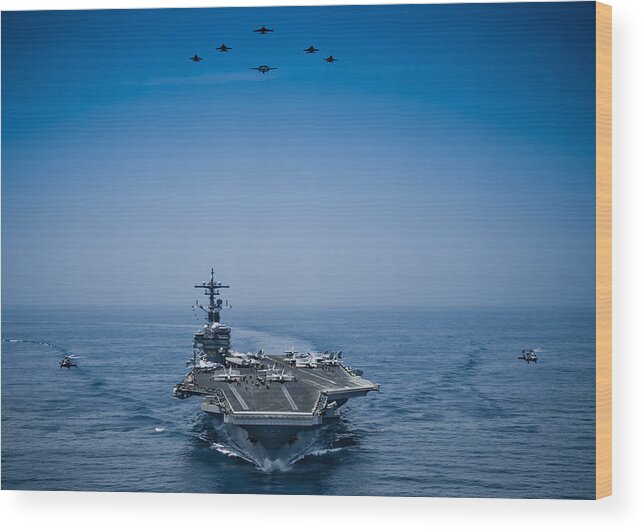 Marine Wood Print featuring the photograph Aircraft from Carrier Air Wing by Celestial Images