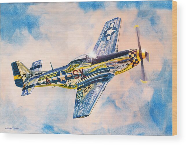 Aviation Art Wood Print featuring the painting Airshow Mustang by Douglas Castleman