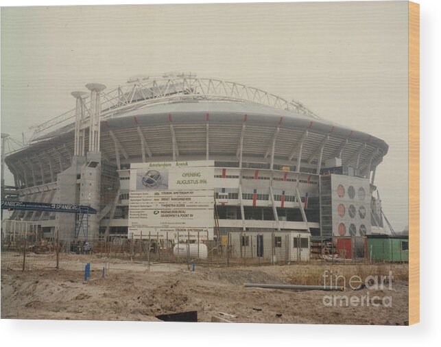 Ajax Wood Print featuring the photograph Ajax Amsterdam - Amsterdam Arena - Nearing Completion - April 1996 by Legendary Football Grounds