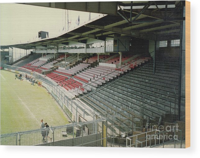 Ajax Wood Print featuring the photograph Ajax Amsterdam - De Meer Stadion - South Side Main Grandstand 2 - April 1996 by Legendary Football Grounds