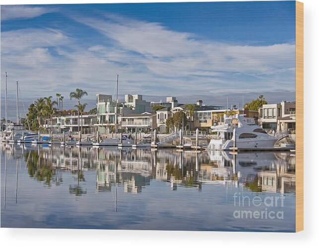 Alamitos Bay Long Beach Houses Wood Print featuring the photograph Alamitos Bay Long Beach Houses by David Zanzinger
