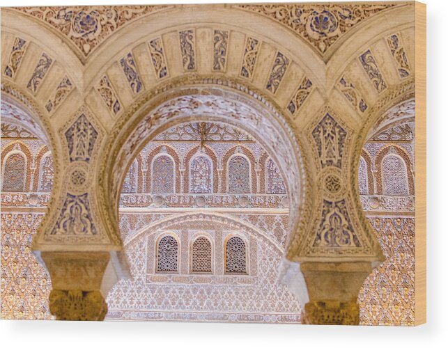 Spain Wood Print featuring the photograph Alcazar of Seville - Unique architecture by AM FineArtPrints