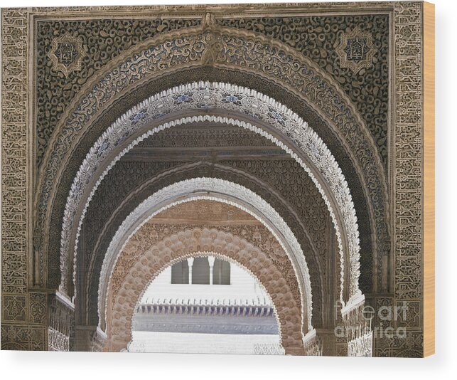 Alhambra Wood Print featuring the photograph Alhambra arches by Jane Rix
