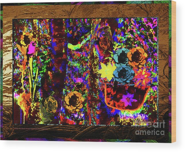 Chromatic Poetics Wood Print featuring the mixed media All the Flowers We Meant to Give Each Other by Aberjhani