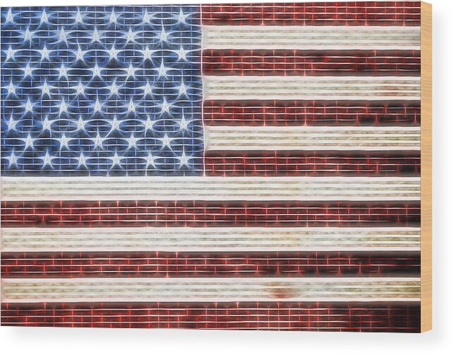 Terry Deluco Wood Print featuring the photograph American Flag USA  by Terry DeLuco