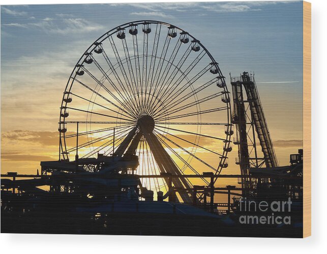 Amusement Park Wood Print featuring the photograph Amusement Park Sunset by Anthony Totah