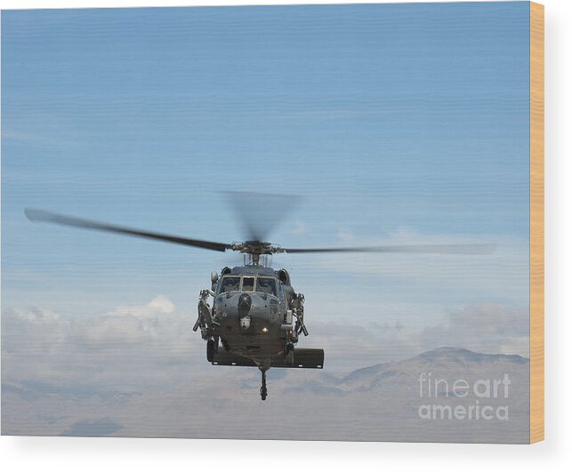 An Hh-60g Pave Hawk Wood Print featuring the painting An HH-60G Pave Hawk by Celestial Images