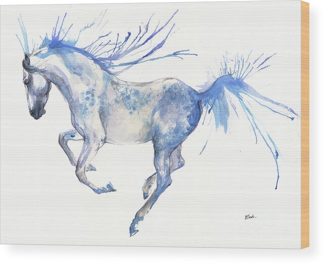 Horse Wood Print featuring the painting Andalusian horse 2017 07 18 by Ang El