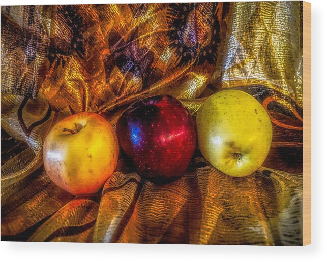 Apple Wood Print featuring the photograph Apples in Golden light by Lilia S
