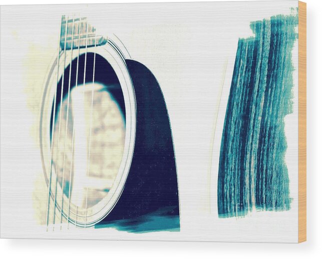 Guitar Wood Print featuring the photograph Aqua Tones by Linda Bianic