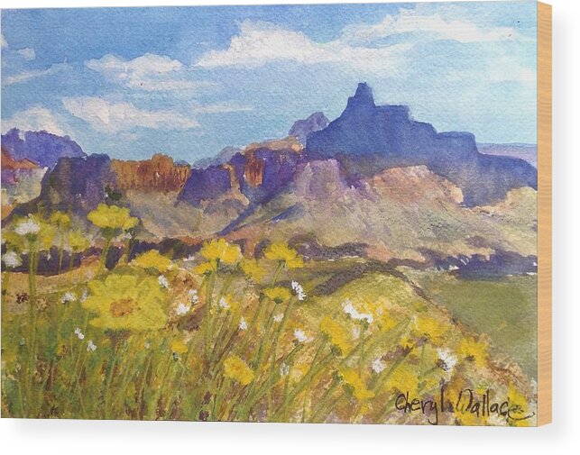 Arizona Wood Print featuring the painting Arizona Mountain Spring by Cheryl Wallace
