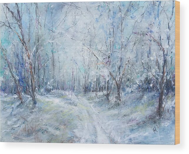 Winter Wood Print featuring the painting Around the Bend by Robin Miller-Bookhout