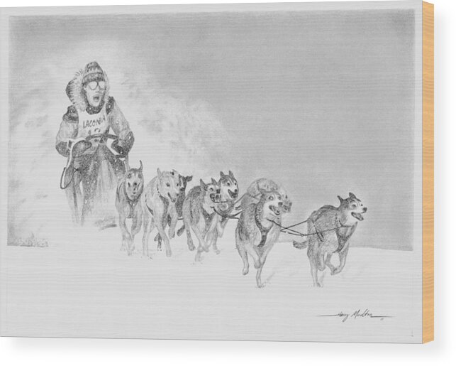 Sled Wood Print featuring the drawing At The Races by Harry Moulton