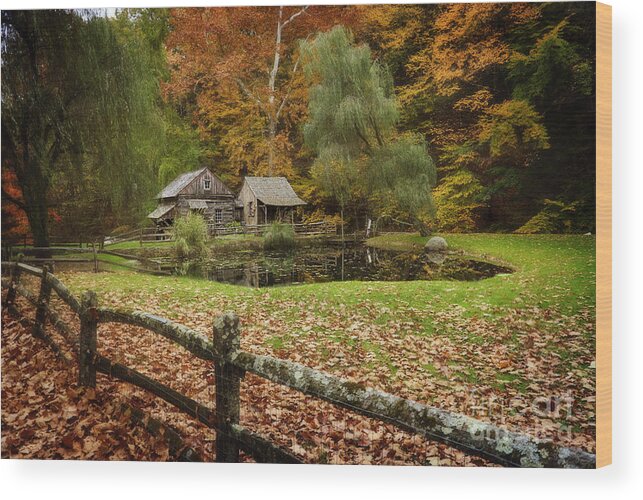 (architecture Or Architectural) Wood Print featuring the photograph Autumn At Cuttalossa Farm V by Debra Fedchin
