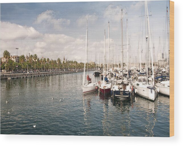 Barcelona Wood Print featuring the photograph Barcelona Harbor by Steven Sparks