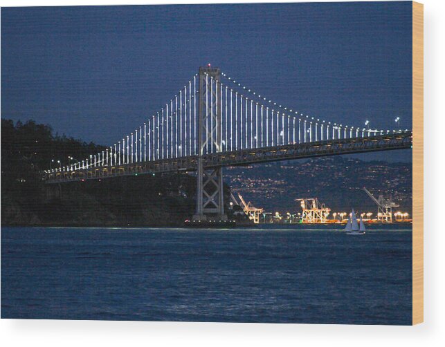 Bonnie Follett Wood Print featuring the photograph Bay Bridge After Sunset by Bonnie Follett