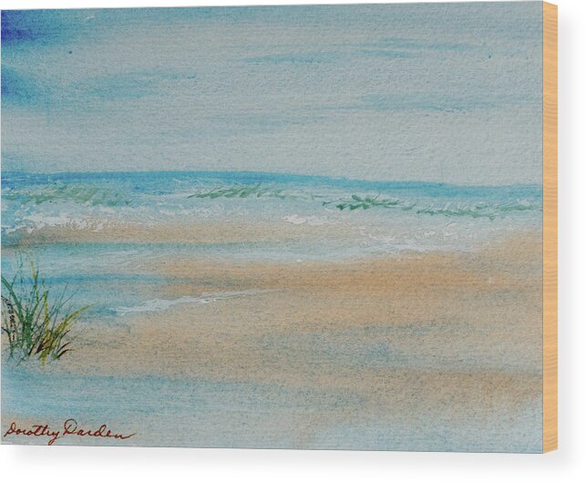 Beach Wood Print featuring the painting Beach at High Tide by Dorothy Darden