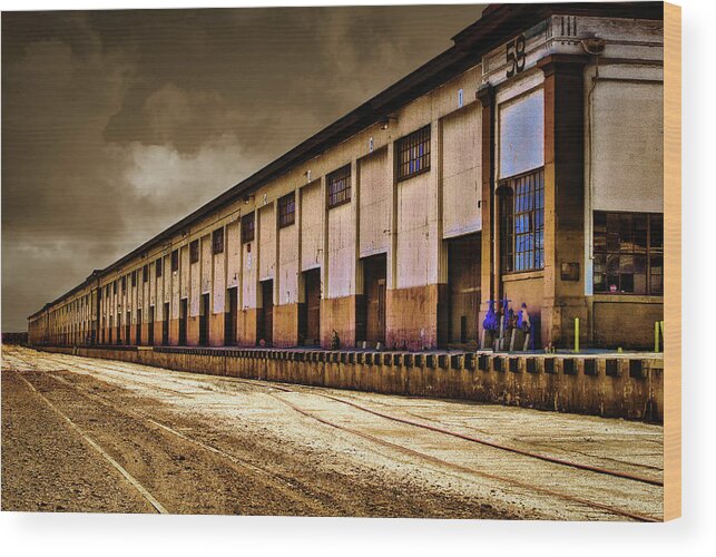 Warehouse Wood Print featuring the photograph Berth 58 Port of Los Angeles by Joseph Hollingsworth