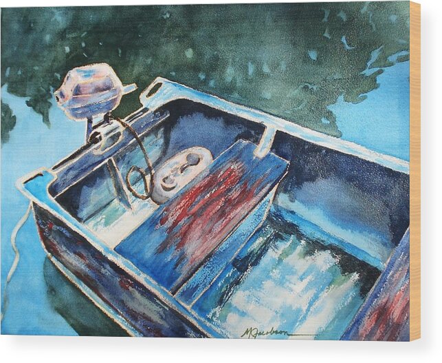 Fishing Boat Wood Print featuring the painting Best Fishing Buddy by Marilyn Jacobson