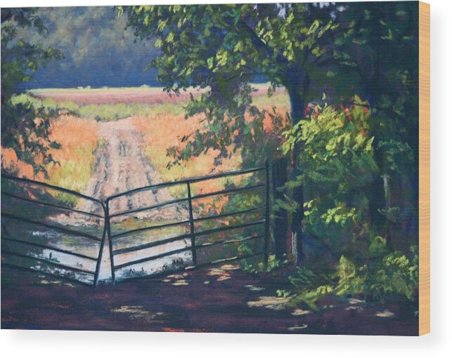 Landscape Wood Print featuring the pastel Beyond the Gate by Diana Colgate