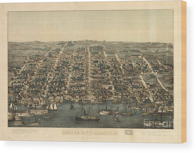 Alexandria Wood Print featuring the photograph Birds Eye View of Alexandria VA by Dale Powell
