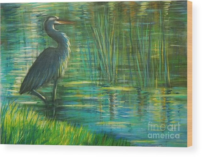 Florida Art. Primitive Wood Print featuring the painting Blue 2 by Larry Palmer