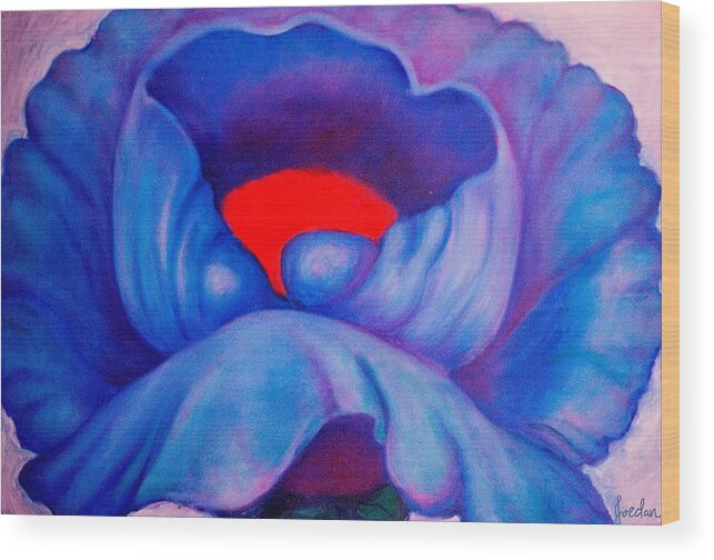 Blue Bloom Wood Print featuring the painting Blue Bloom by Jordana Sands