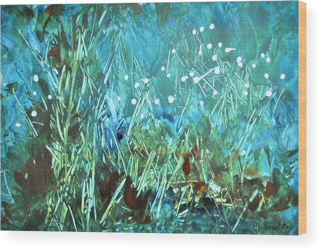 Abstract Wood Print featuring the painting Blue Forest by Sonal Raje