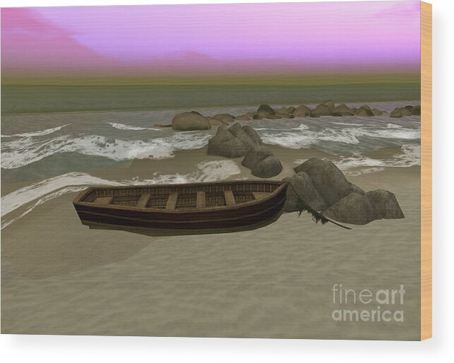 Boat Wood Print featuring the photograph Boat on Beach by Wild Rose Studio