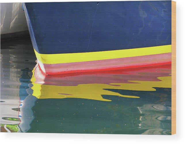 Blue Wood Print featuring the photograph Boat Reflection by Ted Keller