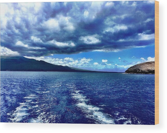 Maui Wood Print featuring the photograph Boat View by Michael Albright