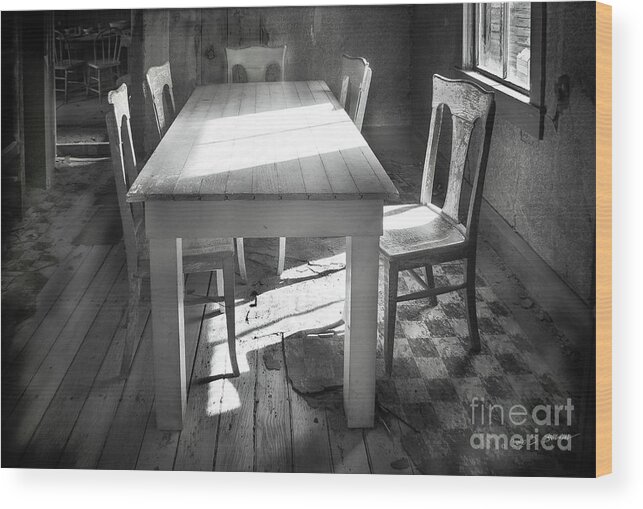 Tranquility Wood Print featuring the photograph Bodie Breakfast Table by Craig J Satterlee