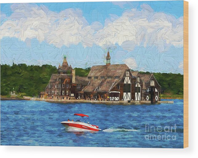 Boldt Wood Print featuring the photograph Boldt Yacht House - painterly by Les Palenik