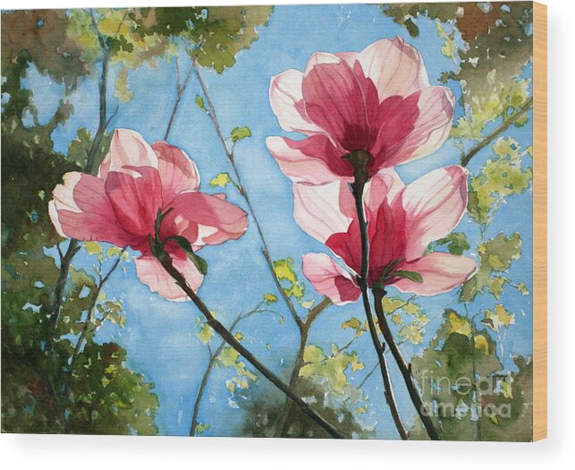 Flowers Wood Print featuring the painting Botanicals 3 by Jan Lawnikanis