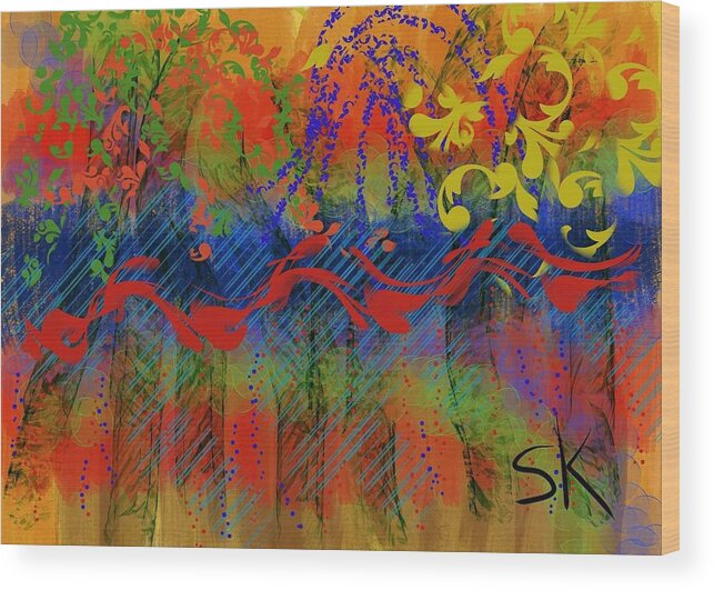 Abstract Wood Print featuring the digital art Boundless Energy by Sherry Killam