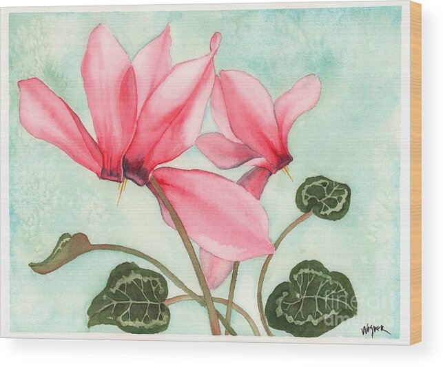 Cyclamen Wood Print featuring the painting Bounty by Hilda Wagner
