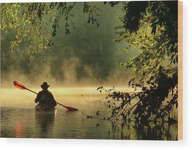 Kayak Wood Print featuring the photograph Bourbeuse River by Robert Charity