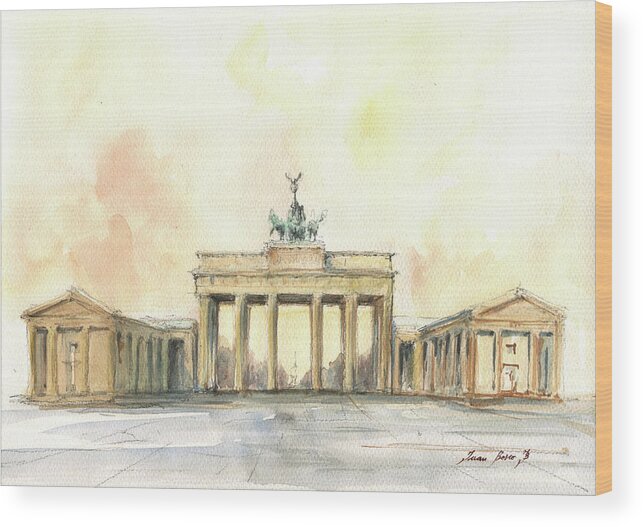 Berlin Wood Print featuring the painting Brandenburger tor, berlin by Juan Bosco