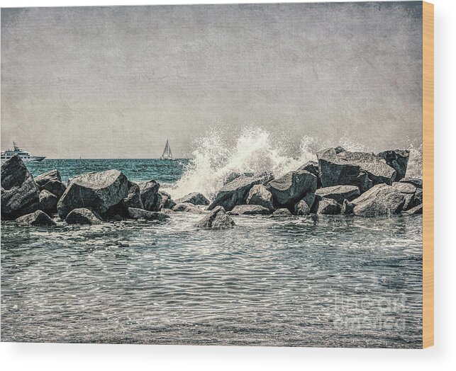 Blue Wood Print featuring the photograph Breakwater by Joe Lach