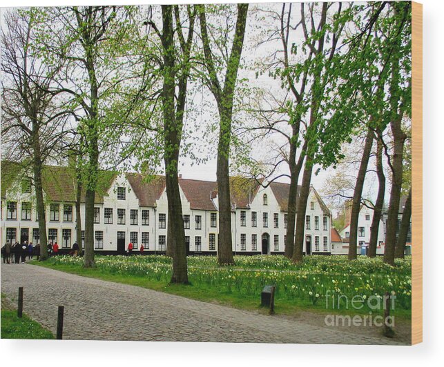 Bruges Wood Print featuring the photograph Bruges Begijnhof 2 by Randall Weidner
