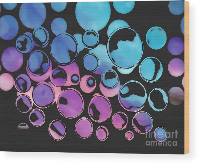 Bubbles Wood Print featuring the digital art Bubbling Bubbles 01ac1 by Variance Collections