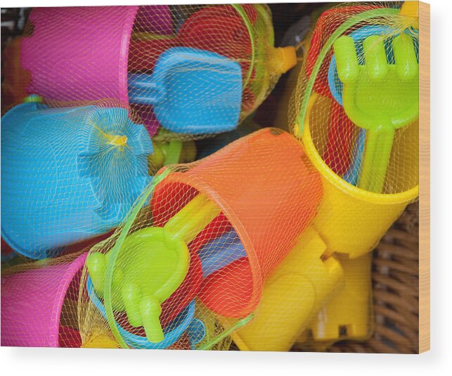 Buckets And Spades Wood Print featuring the photograph Buckets and Spades by Helen Jackson