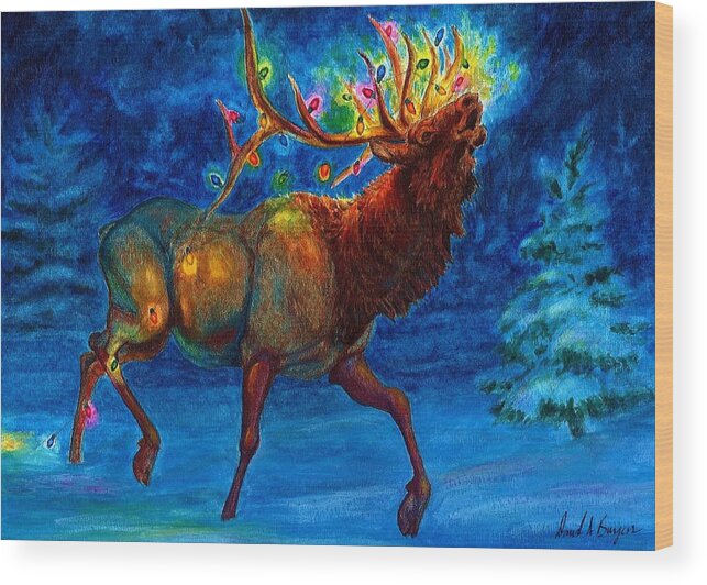 Christmas Card Wood Print featuring the painting Bugler's Holiday by David Burgess