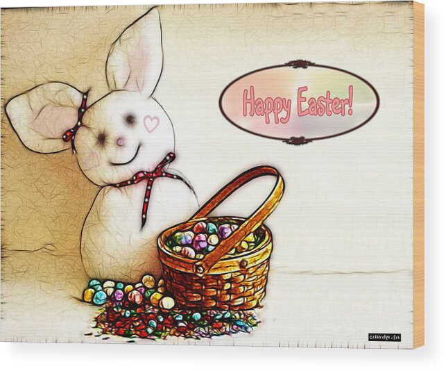 Bunny N Eggs Wood Print featuring the photograph Bunny N Eggs Card by Two Hivelys
