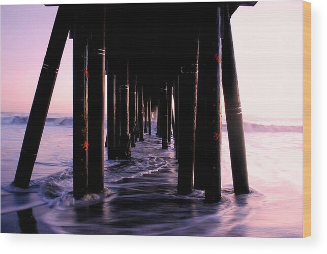 Beach Wood Print featuring the photograph California Pier at Sunset by Matt Quest
