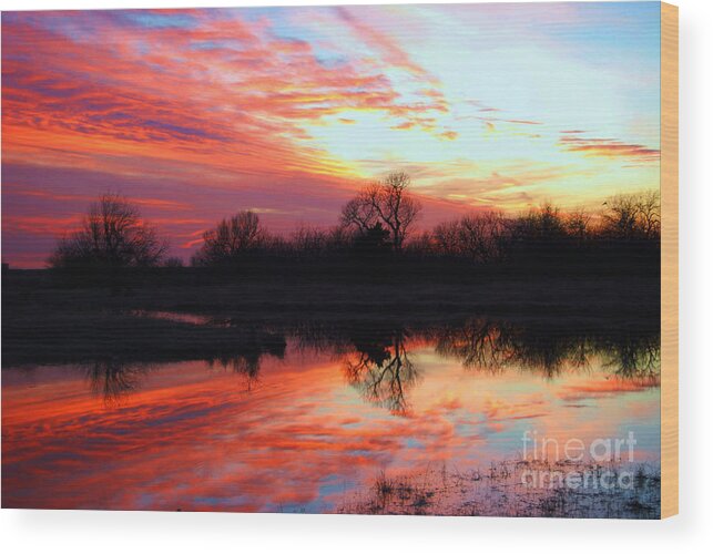 Clouds Wood Print featuring the photograph Calming Sunset by Larry Keahey