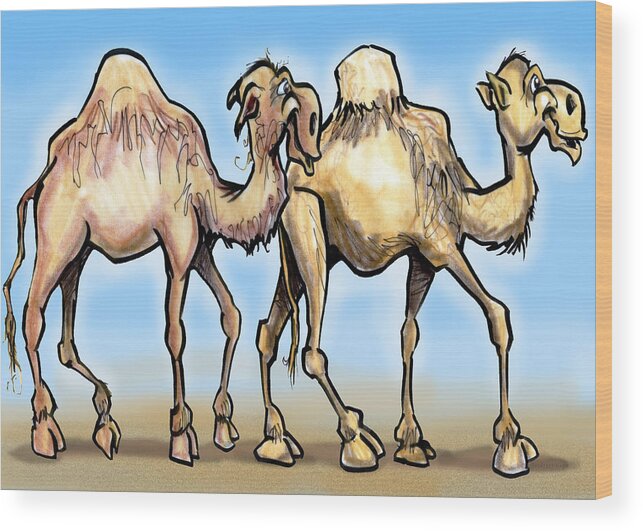 Camel Wood Print featuring the painting Camels by Kevin Middleton