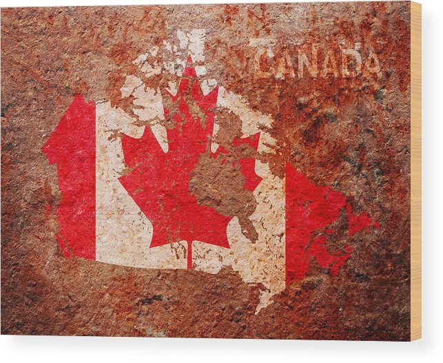 Canada Flag Wood Print featuring the digital art Canada Flag Map by Michael Tompsett