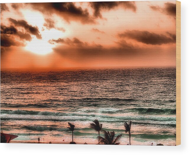 Sunrise Wood Print featuring the photograph Cancun Sunrise 3 by Jimmy Ostgard